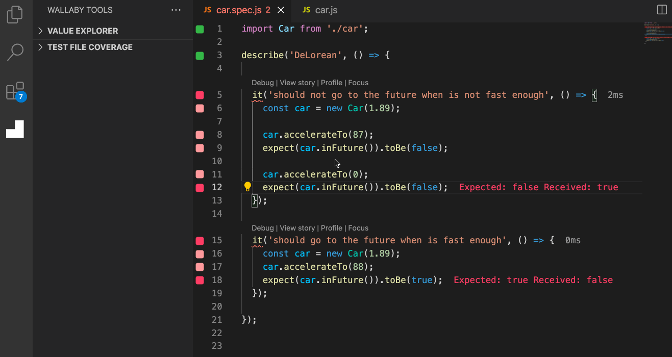 Wallaby.js Tutorials: VS Code tutorial